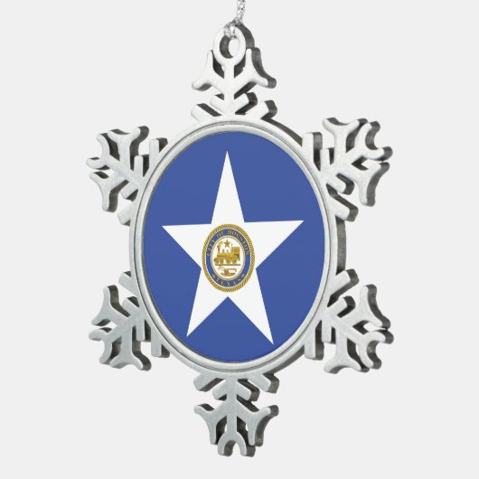 Pewter Snowflake Ornament with Houston Flag (Rechts)