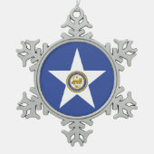 Pewter Snowflake Ornament with Houston Flag (Voorkant)