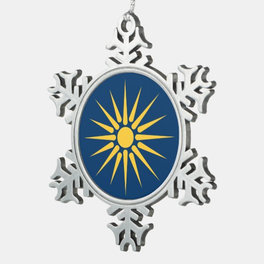 Pewter Snowflake Ornament with Macedonia Flag (Rechts)