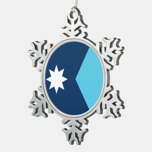 Pewter Snowflake Ornament with Minnesota Flag (Rechts)