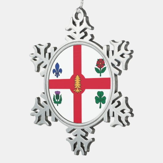 Pewter Snowflake Ornament with Montreal Flag (Rechts)