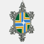 Pewter Snowflake Ornament with Portland Flag (Links)