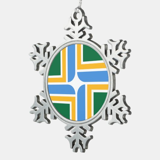 Pewter Snowflake Ornament with Portland Flag (Rechts)
