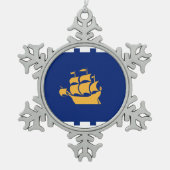 Pewter Snowflake Ornament with Quebec City Flag (Voorkant)