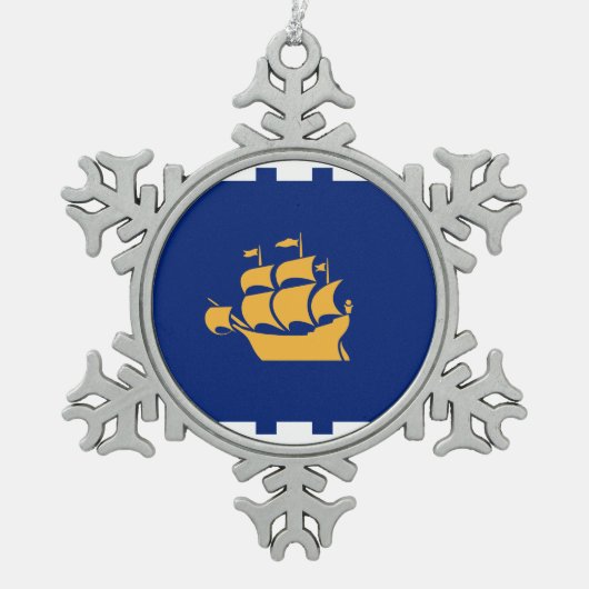 Pewter Snowflake Ornament with Quebec City Flag (Voorkant)