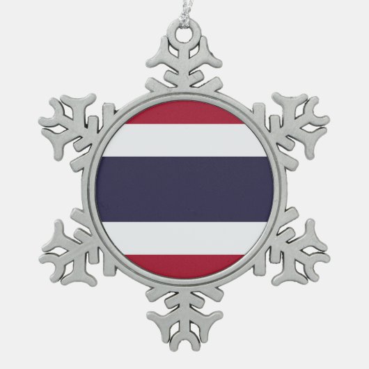 Pewter Snowflake Ornament with Thailand Flag (Voorkant)