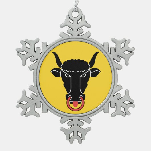 Pewter Snowflake Ornament with Uri Flag (Voorkant)
