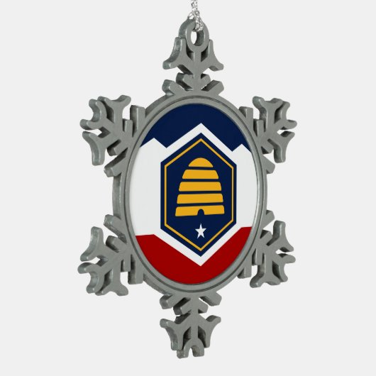 Pewter Snowflake Ornament with Utah Flag (Links)