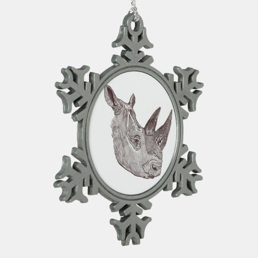 Pewter Snowflake Rhino Ornament (Links)