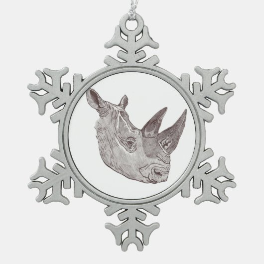 Pewter Snowflake Rhino Ornament (Voorkant)