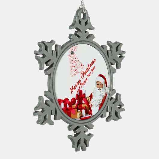 Pewter Snowflake Santa Ornament (Links)