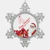 Pewter Snowflake Santa Ornament (Voorkant)