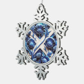 Pewter Snowflake Scottish Thistles Kleuren Tin Sneeuwvlok Ornament (Rechts)