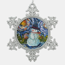 Pewter Snowman-Ornament Tin Sneeuwvlok Ornament