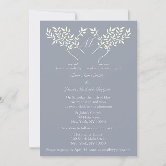 Pewter Tree of Life Wedding Kaart (Voorkant)