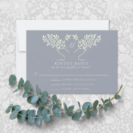Pewter Tree of Life Wedding RSVP Kaartje
