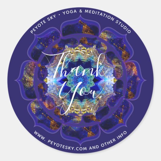 Peyote Sky Mandala Metaphysical Navy Ronde Sticker (Voorkant)