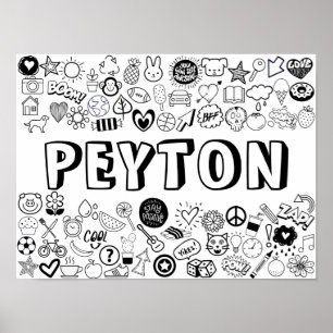 'PEYTON' Color-it-Yourself-contourontwerp Poster