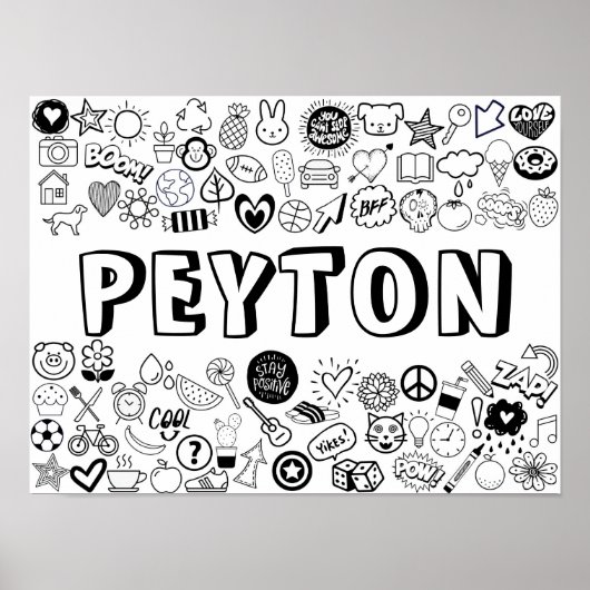 'PEYTON' Color-it-Yourself-contourontwerp Poster (Voorkant)