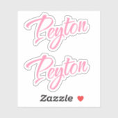 Peyton Decoratieve Naam in Roze x2 Sticker (Vel)