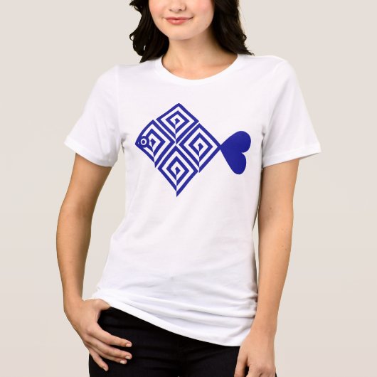 Pez azul abstracto Tri-Blend shirt (Voorkant)