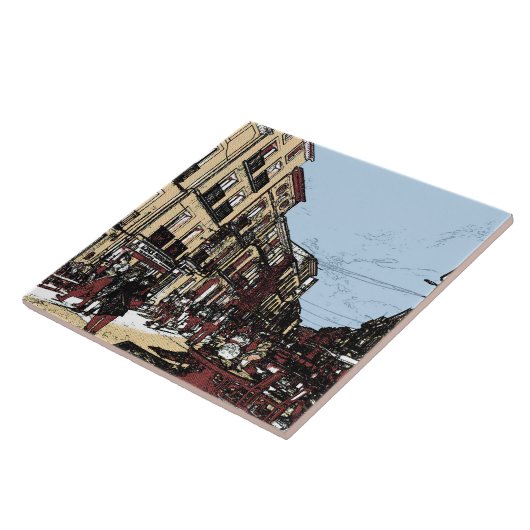 Pezenas France Antiek markt Tegeltje (Zijkant)