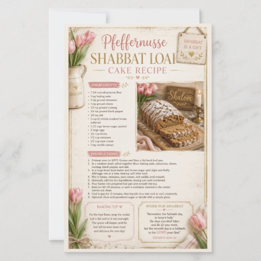 Pfeffernusse Sjabbat Brood Cake, Bloemrijk Roze Ru (Voorkant)