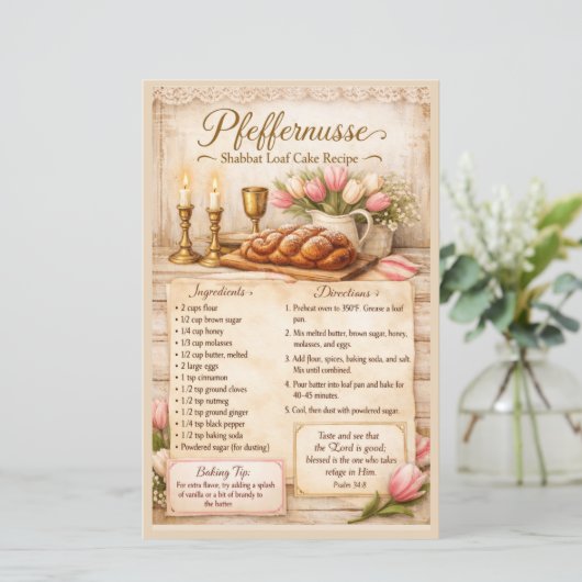 Pfeffernusse Sjabbat Brood Cake, Rustieke Roze Ret (Staand voorkant)