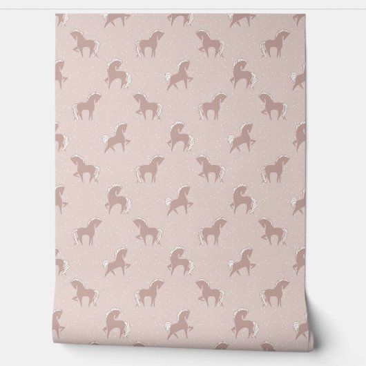 Pferde alt rosa behang (Afrollen)