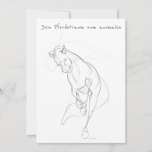 Pferde-Geburtstags- Glückwunschkarte zum ausmalen Kaart (Voorkant)