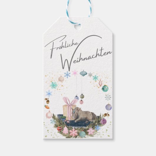 Pferde Geschenkanhänger Weihnachtsmotiv Cadeaulabel (Voorkant)