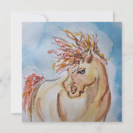 Pferde Karte, Pferdebild Aquarell, Grusskarte