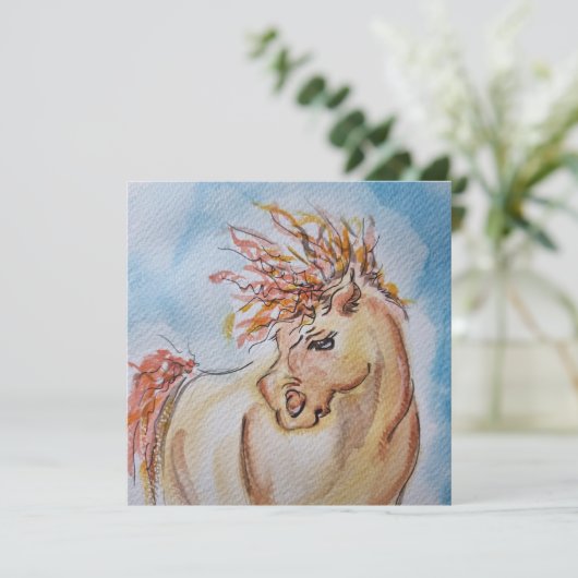 Pferde Karte, Pferdebild Aquiarell, Grusskarte (Staand voorkant)