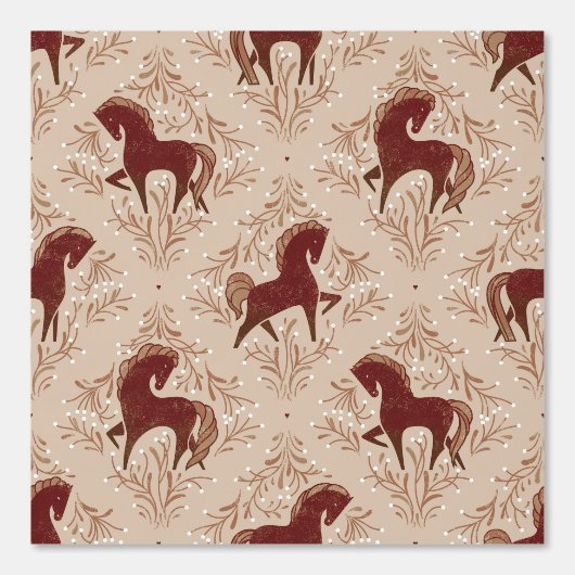 Pferde mit floral Elementen Behang (Voorkant)