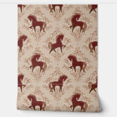 Pferde mit floral Elementen Behang (Afrollen)