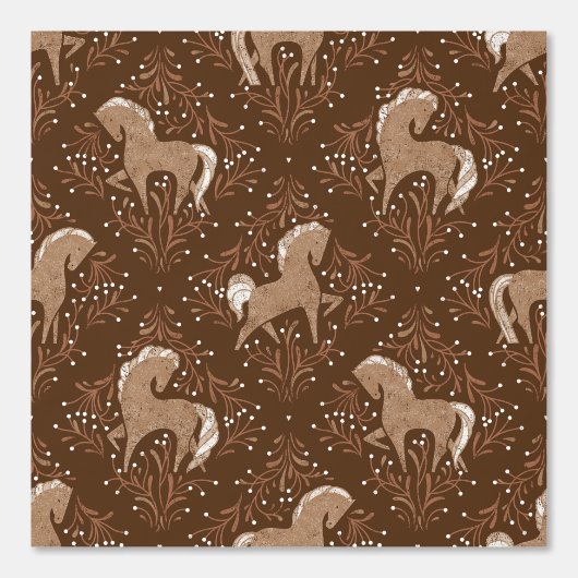 Pferde mit floral Elementen Behang (Voorkant)