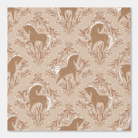 Pferde mit floral Elementen Behang (Voorkant)