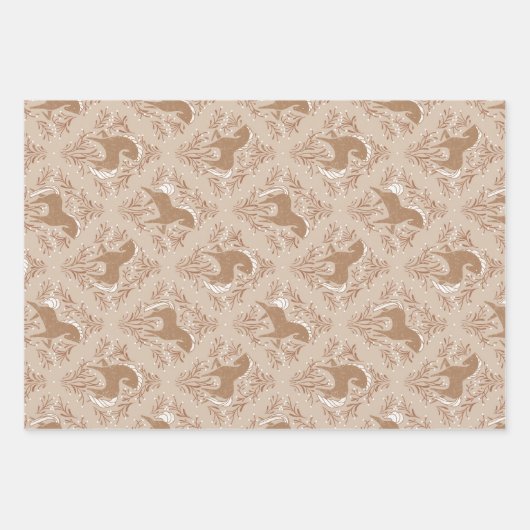 Pferde mit floral Elementen Inpakpapier Vel (Voorkant 2)