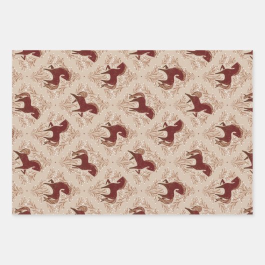 Pferde mit floral Elementen Inpakpapier Vel (Voorkant)