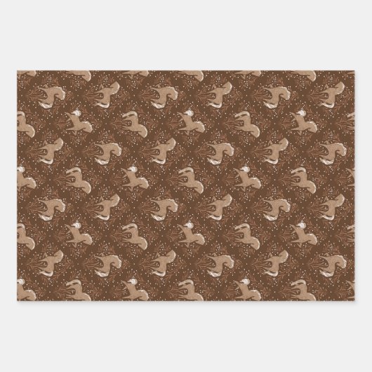 Pferde mit floral Elementen Inpakpapier Vel (Voorkant 2)