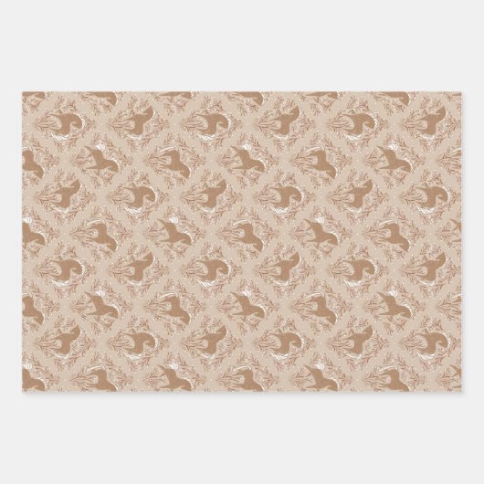 Pferde mit floral Elementen Inpakpapier Vel (Voorkant)