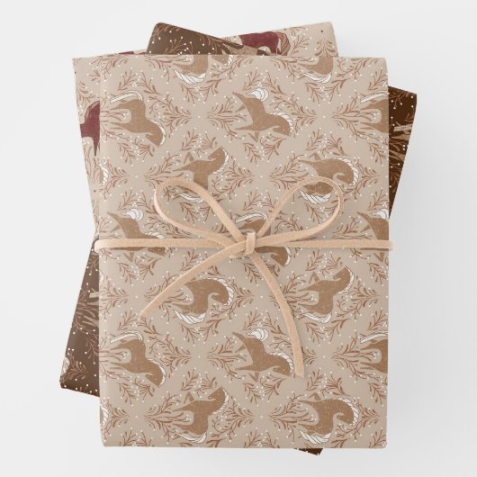Pferde mit floral Elementen Inpakpapier Vel (In situ)