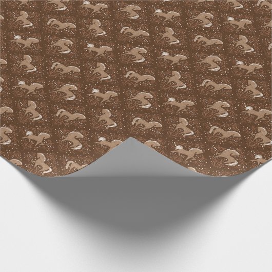 Pferde mit floralen Elementen Cadeaupapier (Hoek)