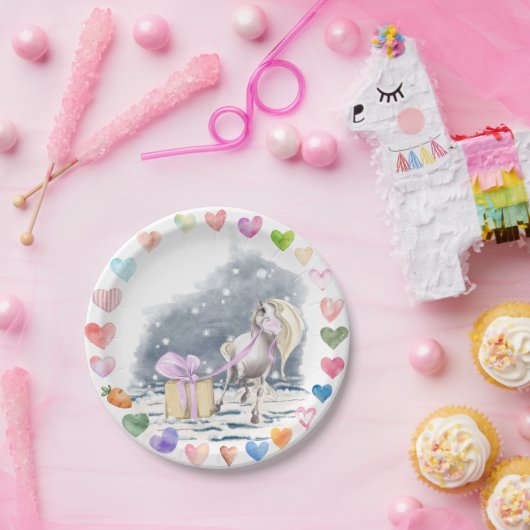 Pferde Pappteller für Kindergeburtstag Papieren Bordje (Feest)