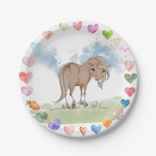 Pferde Pappteller für Kindergeburtstag Papieren Bordje (Voorkant)