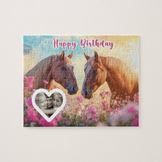 Pferde Puzzle Geburtstag Geschenk Pferdemädchen Legpuzzel (Horizontaal)