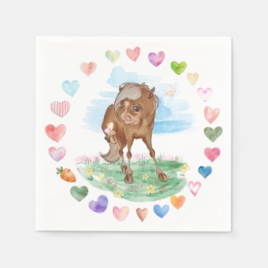 Pferde-Serviette für Kinderanlass, Pferdemädchen Servet (Voorkant)