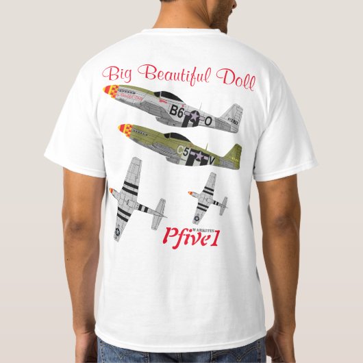 PFive1 P-51 "Big Beauful Doll 357th" T-shirt (Achterkant)