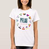 PFLAG Fishers Pride - blauwgroen logo - koraal URL T-shirt (Voorkant)