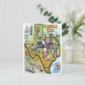 Pflugerville Texas Cartoon Map Briefkaart (Staand voorkant)